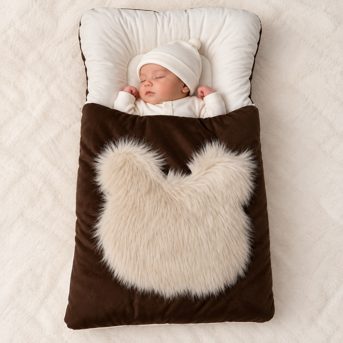 Snow Bear Fur Luxe Carry Nest