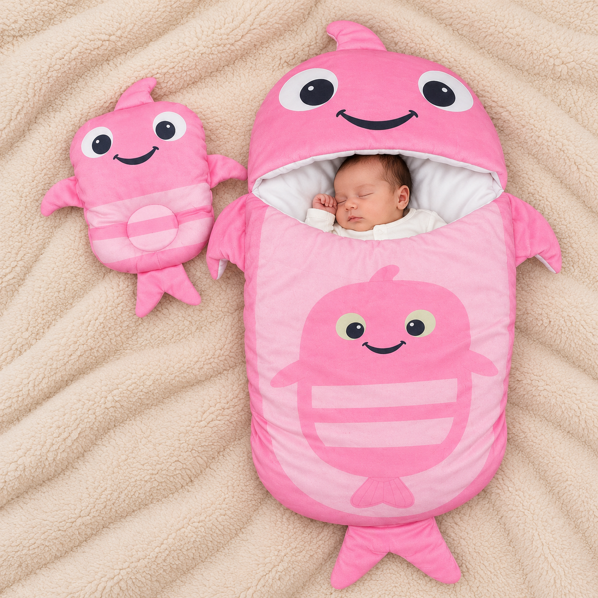 Fish Velvet Hooded Baby Carry Nest