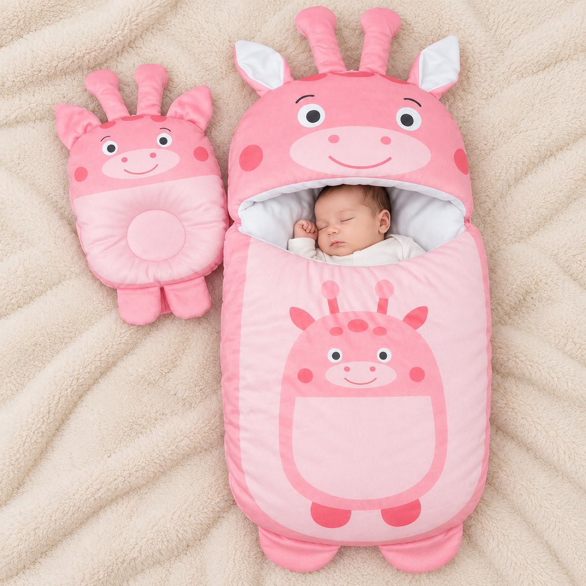 Giraffe Velvet Hooded Baby Carry Nest