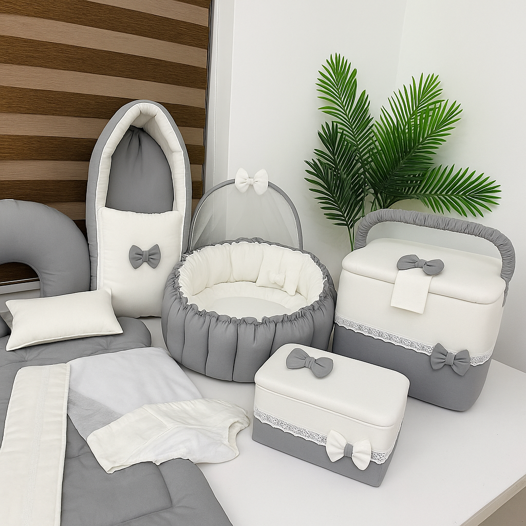 Grey Luxury Baby Bedding Set – 9 Piece Bundle