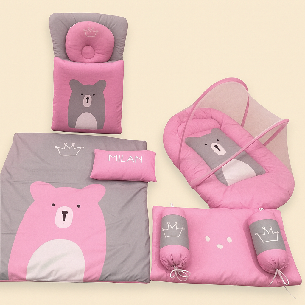 Pinky Bear Design 9Pc Carry Nest Set