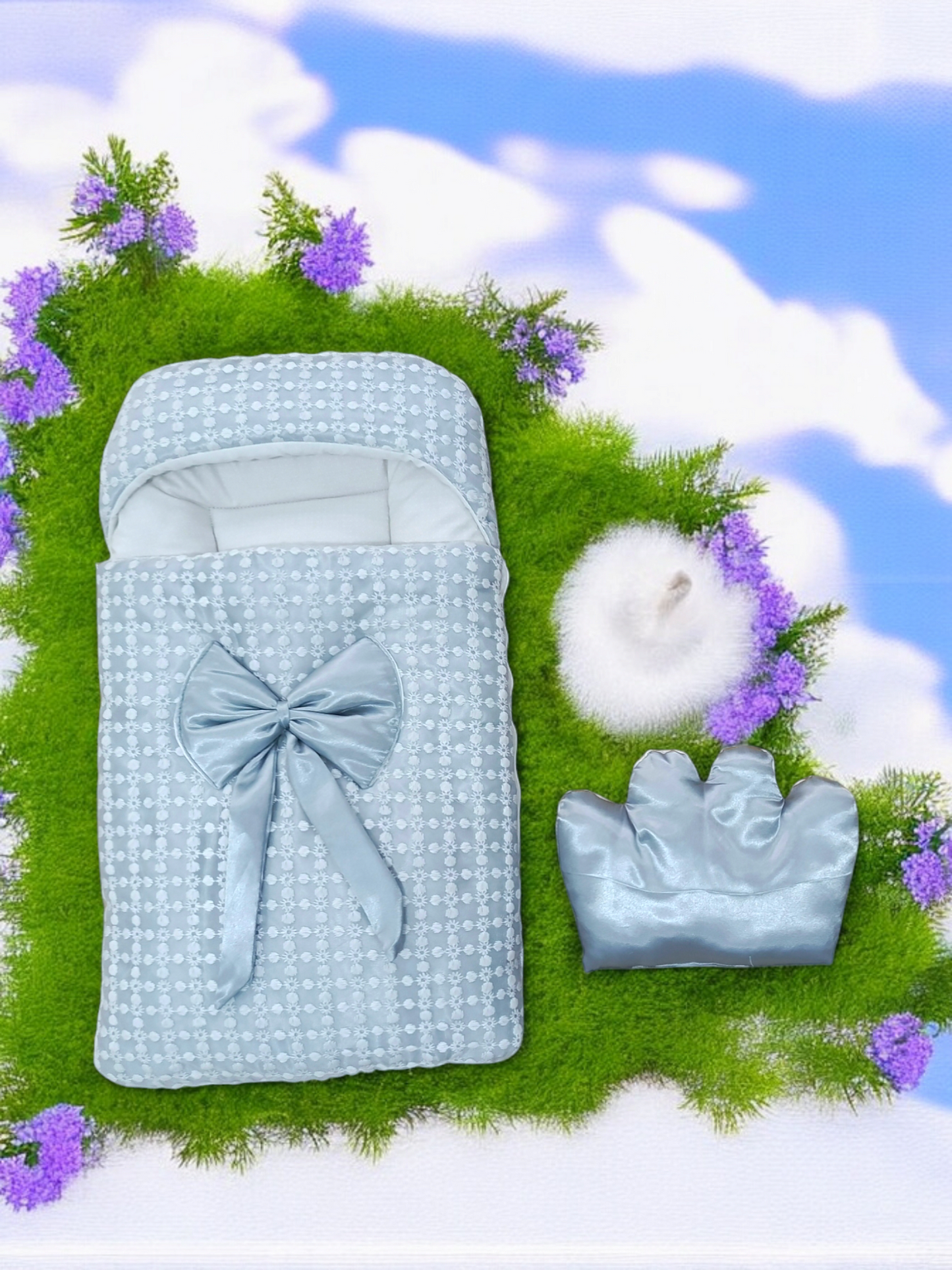 Bow & Cloudy Pillow-Themed Baby Carry Nest