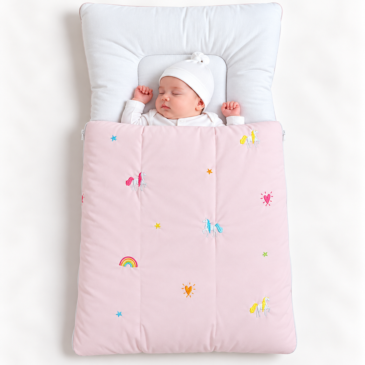 Pink Embroidered Unicorn Carry Nest