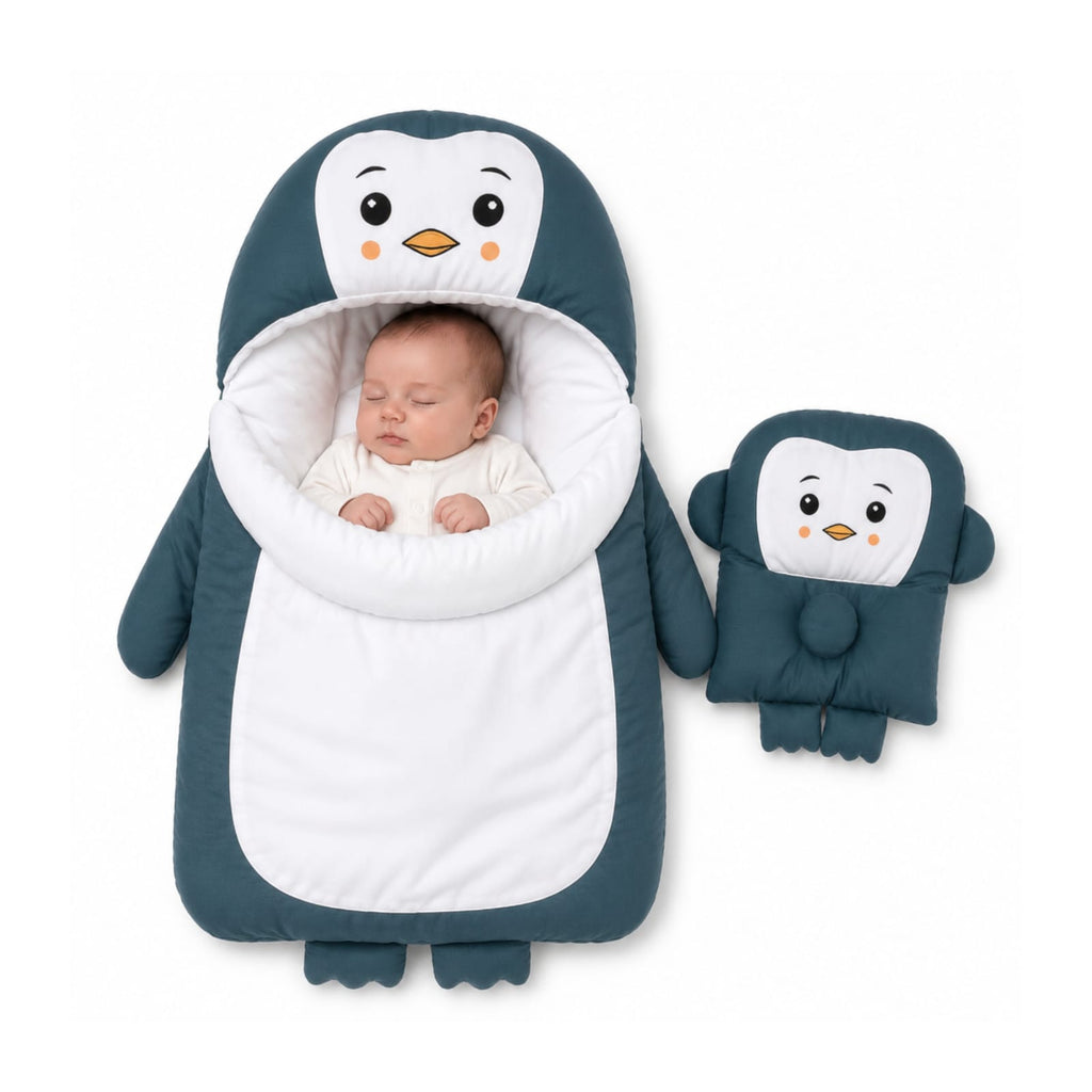 Penguin Carry Nest with Matching Pillow